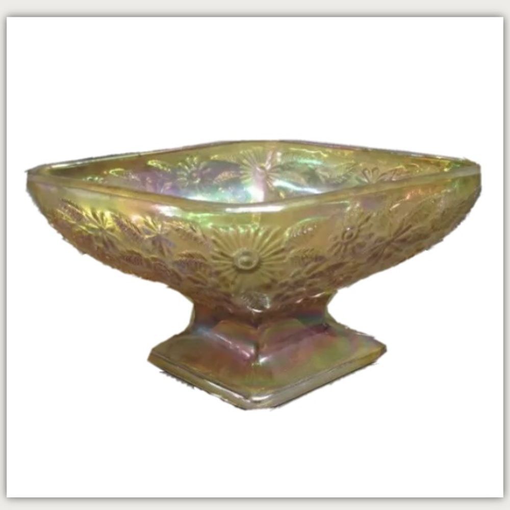 Vintage amber Carnival glass dish